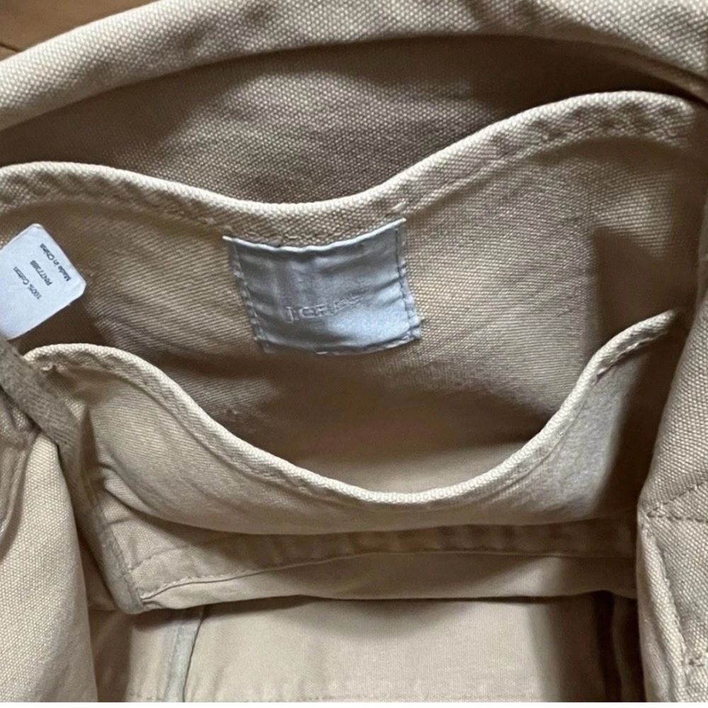 Vintage J.CREW Cotton Canvas Tote Bag - Tan Khaki Large Snap Thick - Picture 14 of 15